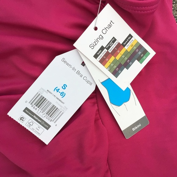 Time and Tru Womens Pink V-Wire One Piece Swimsuit Size Small 4-6 - Picture 8 of 10